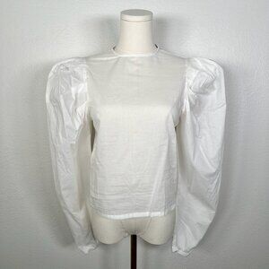 The Femm White Cora Puff Sleeve Blouse - Size XS